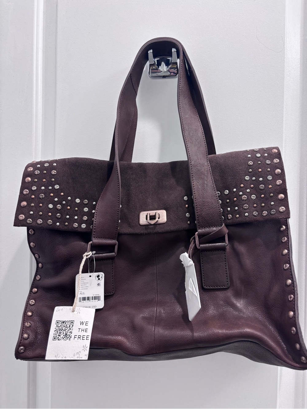 NWT Free People We The Free Shay Stud Tote in Espresso 🤎